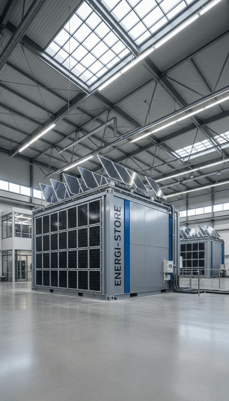 Industriële batterijopslagcontainer in professionele energieopslagfaciliteit